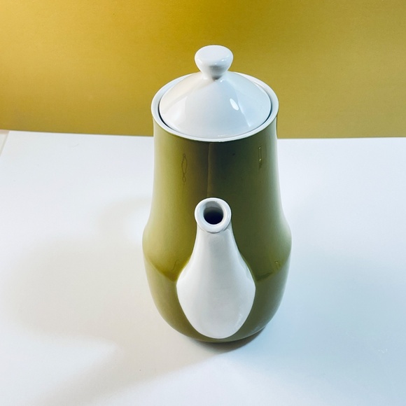 VINTAGE MCM Style House Durastone GREEN BRIER Coffee Pot | Mod 1960s 9.5" - Picture 4 of 14